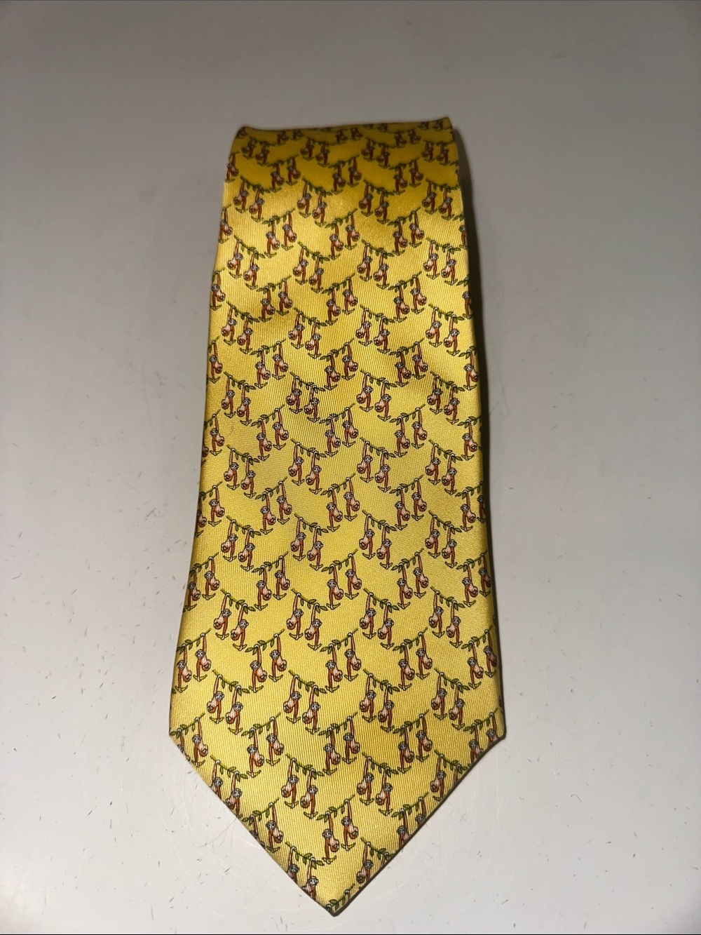 Ferragamo Yellow Patterned Men's Silk Tie